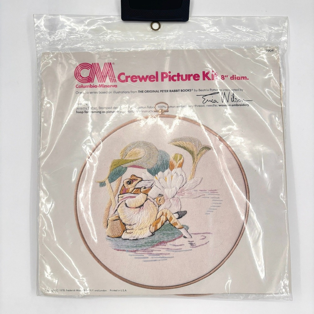 SEALED Columbia-Minerva Crewel Embroidery Kit Jeremy Fisher Frog‎ Erica Wilson